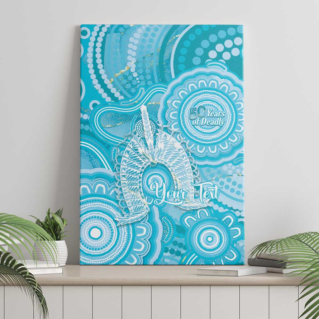 50 Years Deadly NAIDOC Week 2026 Personalised Canvas Wall Art Dhari Blue Indigenous Art