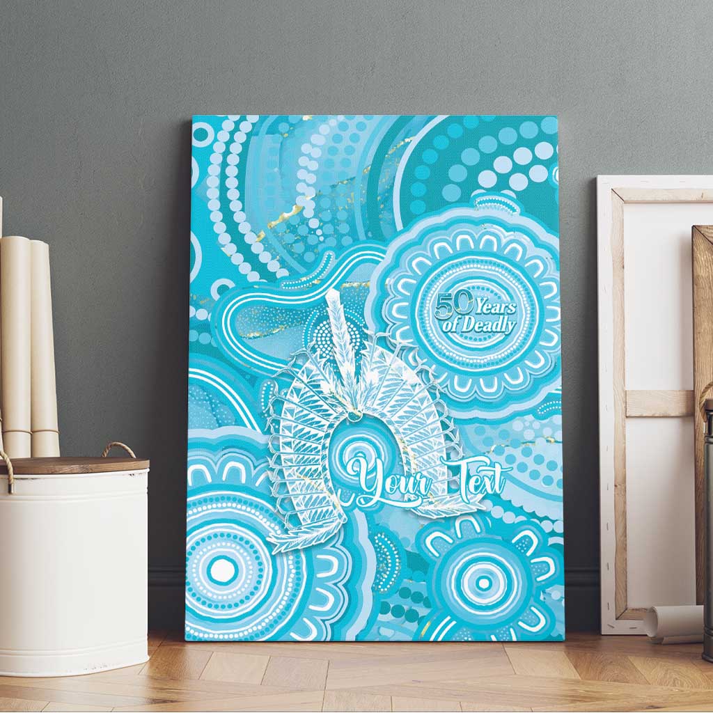 50 Years Deadly NAIDOC Week 2026 Personalised Canvas Wall Art Dhari Blue Indigenous Art