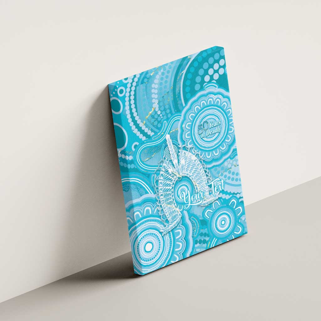 50 Years Deadly NAIDOC Week 2026 Personalised Canvas Wall Art Dhari Blue Indigenous Art
