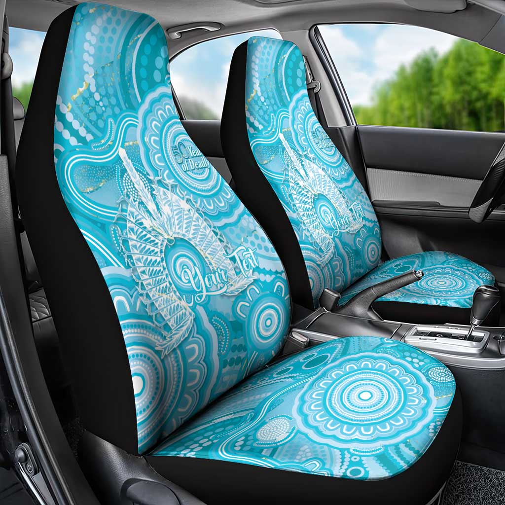 50 Years Deadly NAIDOC Week 2026 Personalised Car Seat Cover Dhari Blue Indigenous Art