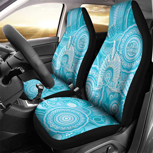 50 Years Deadly NAIDOC Week 2026 Personalised Car Seat Cover Dhari Blue Indigenous Art
