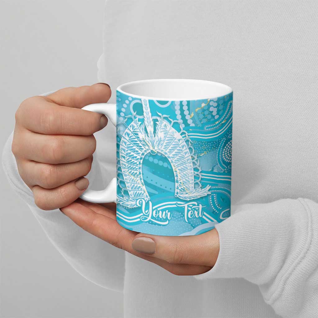 50 Years Deadly NAIDOC Week 2026 Personalised Ceramic Mug Dhari Blue Indigenous Art