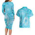 50 Years Deadly NAIDOC Week 2026 Personalised Couples Matching Long Sleeve Bodycon Dress and Hawaiian Shirt Dhari Blue Indigenous Art