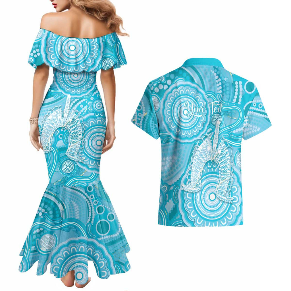 50 Years Deadly NAIDOC Week 2026 Personalised Couples Matching Mermaid Dress and Hawaiian Shirt Dhari Blue Indigenous Art