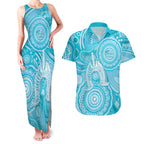 50 Years Deadly NAIDOC Week 2026 Personalised Couples Matching Tank Maxi Dress and Hawaiian Shirt Dhari Blue Indigenous Art
