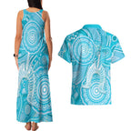 50 Years Deadly NAIDOC Week 2026 Personalised Couples Matching Tank Maxi Dress and Hawaiian Shirt Dhari Blue Indigenous Art