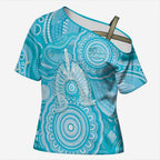 50 Years Deadly NAIDOC Week 2026 Personalised Cross Shoulder Shirt Dhari Blue Indigenous Art