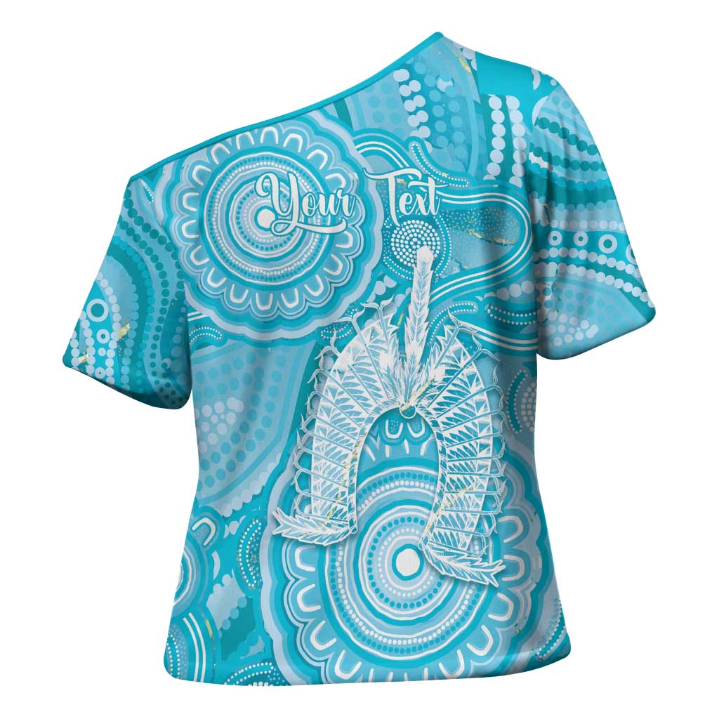50 Years Deadly NAIDOC Week 2026 Personalised Cross Shoulder Shirt Dhari Blue Indigenous Art