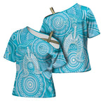 50 Years Deadly NAIDOC Week 2026 Personalised Cross Shoulder Shirt Dhari Blue Indigenous Art