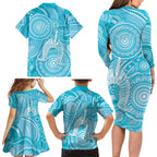 50 Years Deadly NAIDOC Week 2026 Personalised Family Matching Long Sleeve Bodycon Dress and Hawaiian Shirt Dhari Blue Indigenous Art