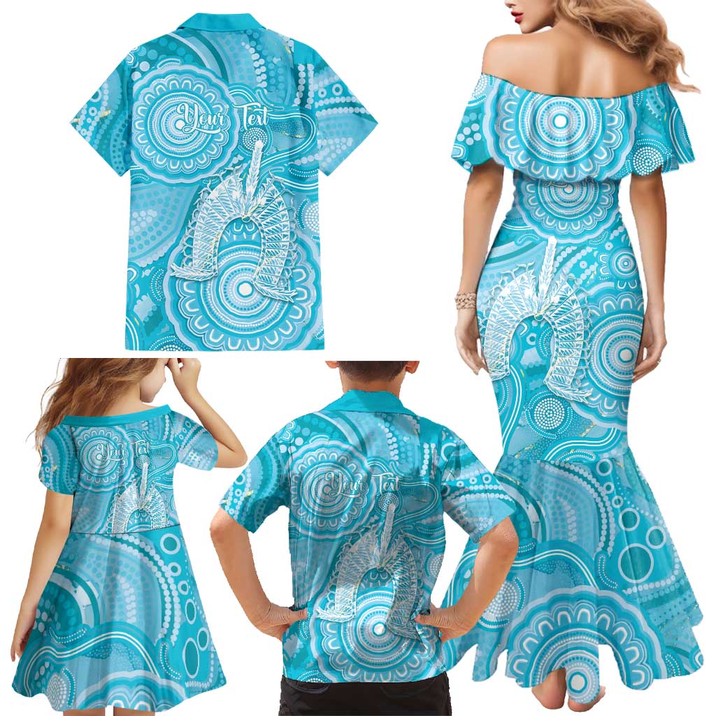 50 Years Deadly NAIDOC Week 2026 Personalised Family Matching Mermaid Dress and Hawaiian Shirt Dhari Blue Indigenous Art