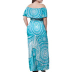 50 Years Deadly NAIDOC Week 2026 Personalised Family Matching Off Shoulder Maxi Dress and Hawaiian Shirt Dhari Blue Indigenous Art