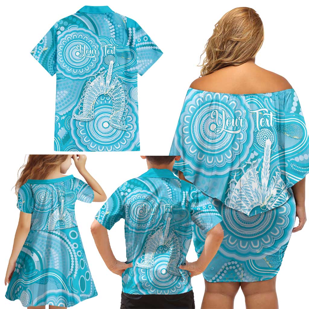 50 Years Deadly NAIDOC Week 2026 Personalised Family Matching Off Shoulder Short Dress and Hawaiian Shirt Dhari Blue Indigenous Art