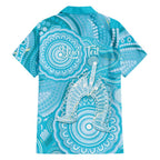 50 Years Deadly NAIDOC Week 2026 Personalised Family Matching Off Shoulder Short Dress and Hawaiian Shirt Dhari Blue Indigenous Art