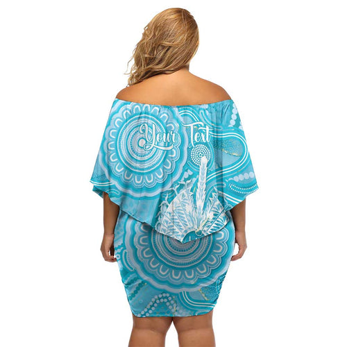 50 Years Deadly NAIDOC Week 2026 Personalised Family Matching Off Shoulder Short Dress and Hawaiian Shirt Dhari Blue Indigenous Art