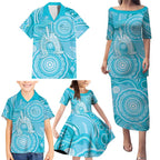 50 Years Deadly NAIDOC Week 2026 Personalised Family Matching Puletasi and Hawaiian Shirt Dhari Blue Indigenous Art