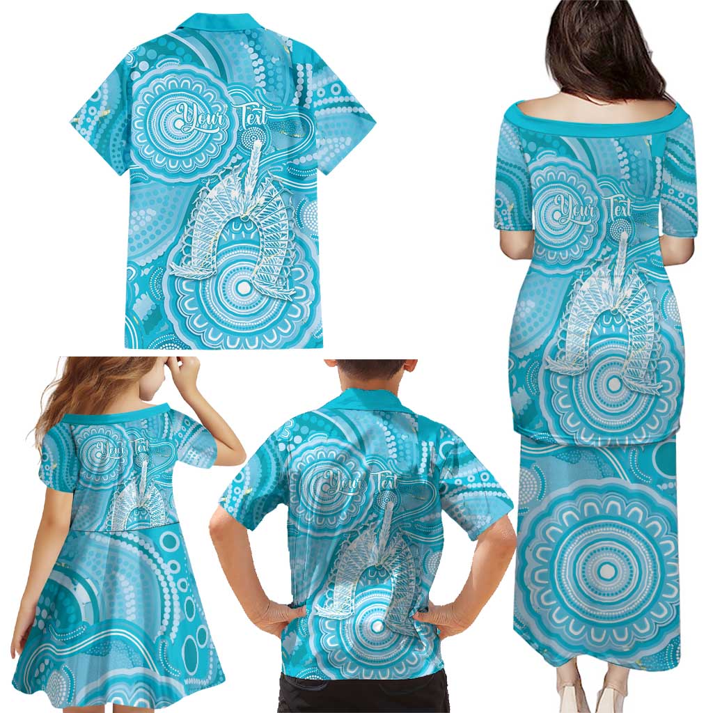 50 Years Deadly NAIDOC Week 2026 Personalised Family Matching Puletasi and Hawaiian Shirt Dhari Blue Indigenous Art