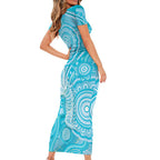 50 Years Deadly NAIDOC Week 2026 Personalised Family Matching Short Sleeve Bodycon Dress and Hawaiian Shirt Dhari Blue Indigenous Art