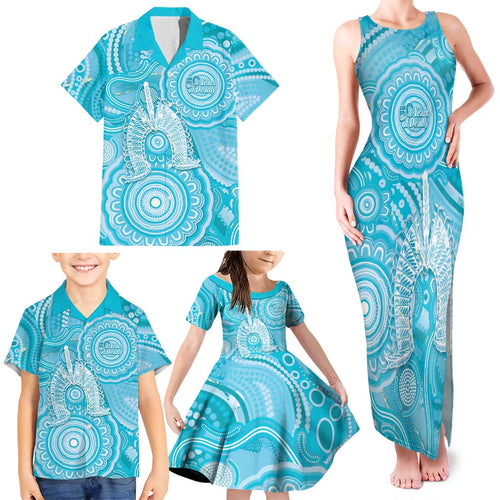 50 Years Deadly NAIDOC Week 2026 Personalised Family Matching Tank Maxi Dress and Hawaiian Shirt Dhari Blue Indigenous Art