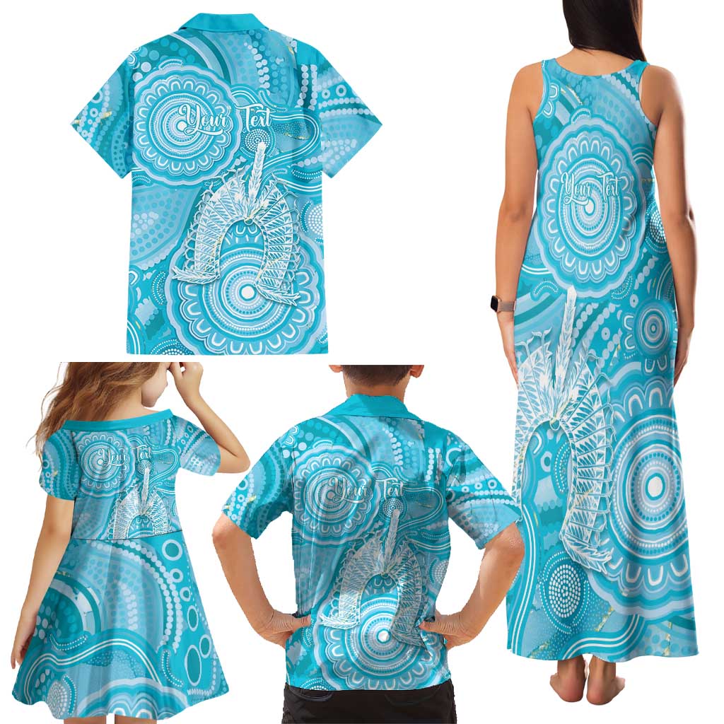 50 Years Deadly NAIDOC Week 2026 Personalised Family Matching Tank Maxi Dress and Hawaiian Shirt Dhari Blue Indigenous Art
