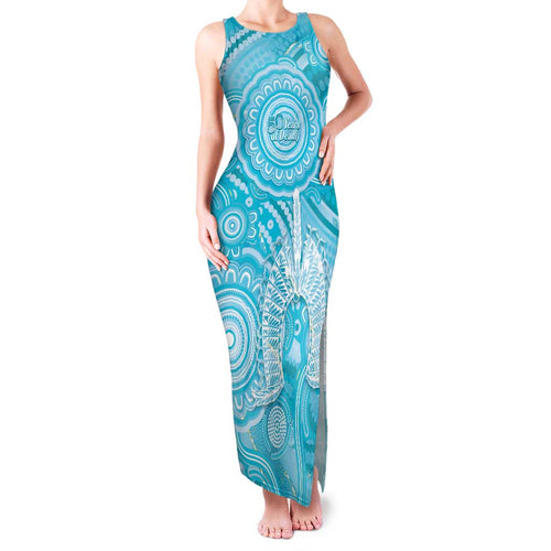 50 Years Deadly NAIDOC Week 2026 Personalised Family Matching Tank Maxi Dress and Hawaiian Shirt Dhari Blue Indigenous Art