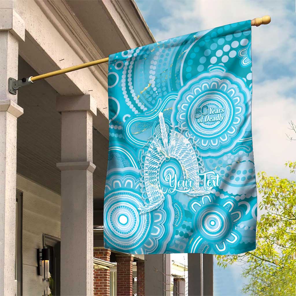 50 Years Deadly NAIDOC Week 2026 Personalised Garden Flag Dhari Blue Indigenous Art