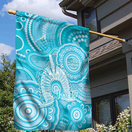 50 Years Deadly NAIDOC Week 2026 Personalised Garden Flag Dhari Blue Indigenous Art