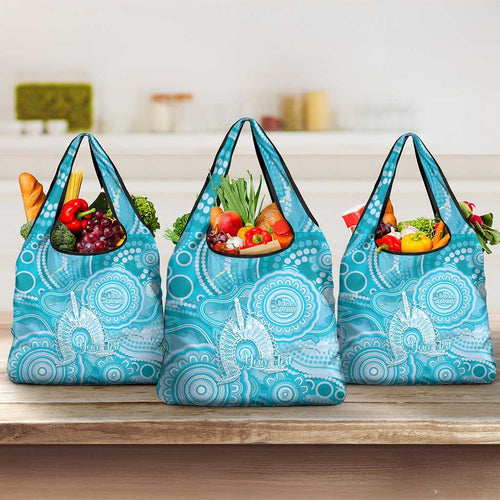 50 Years Deadly NAIDOC Week 2026 Personalised Grocery Bag Dhari Blue Indigenous Art