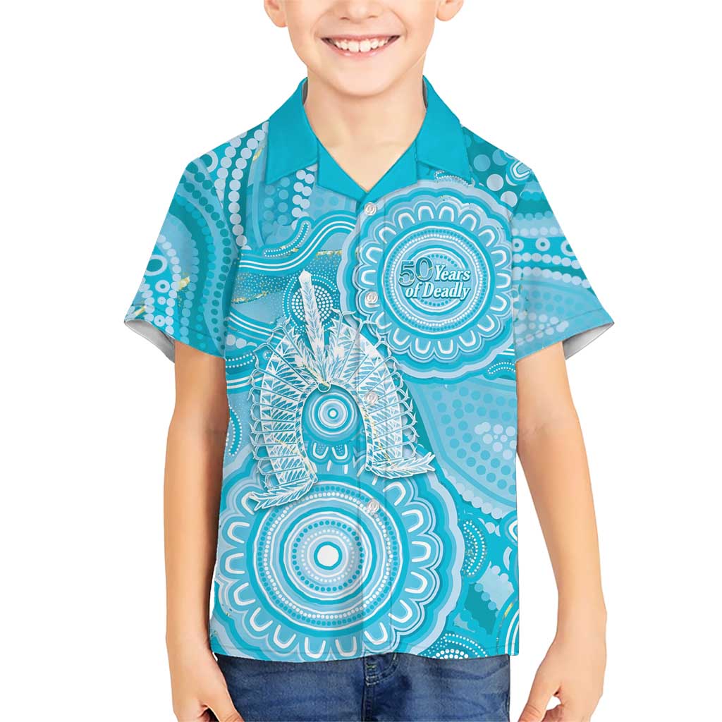 50 Years Deadly NAIDOC Week 2026 Personalised Hawaiian Shirt Dhari Blue Indigenous Art