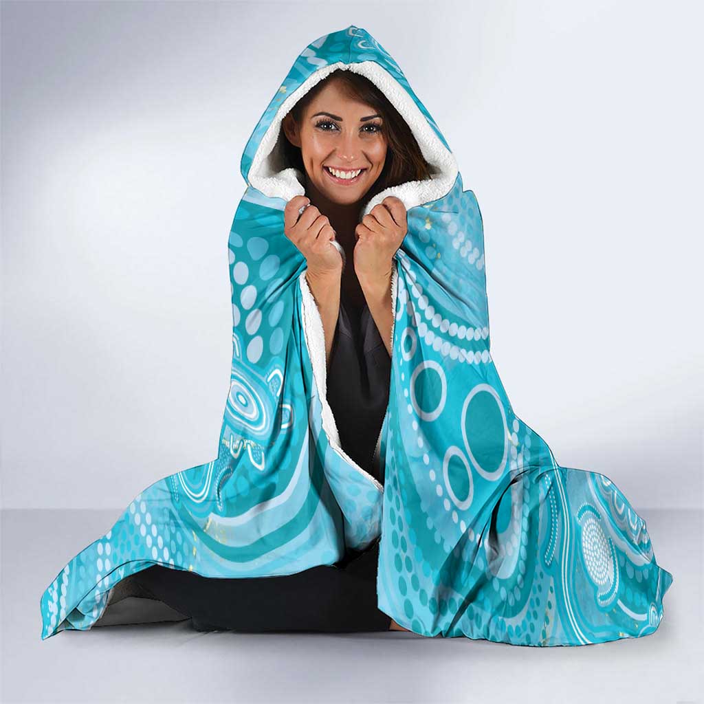 50 Years Deadly NAIDOC Week 2026 Personalised Hooded Blanket Dhari Blue Indigenous Art