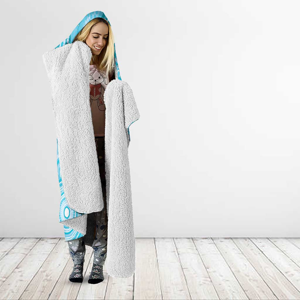 50 Years Deadly NAIDOC Week 2026 Personalised Hooded Blanket Dhari Blue Indigenous Art