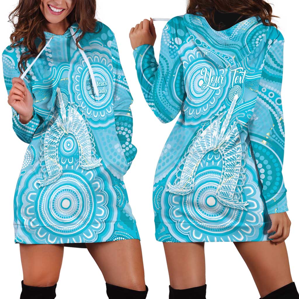 50 Years Deadly NAIDOC Week 2026 Personalised Hoodie Dress Dhari Blue Indigenous Art