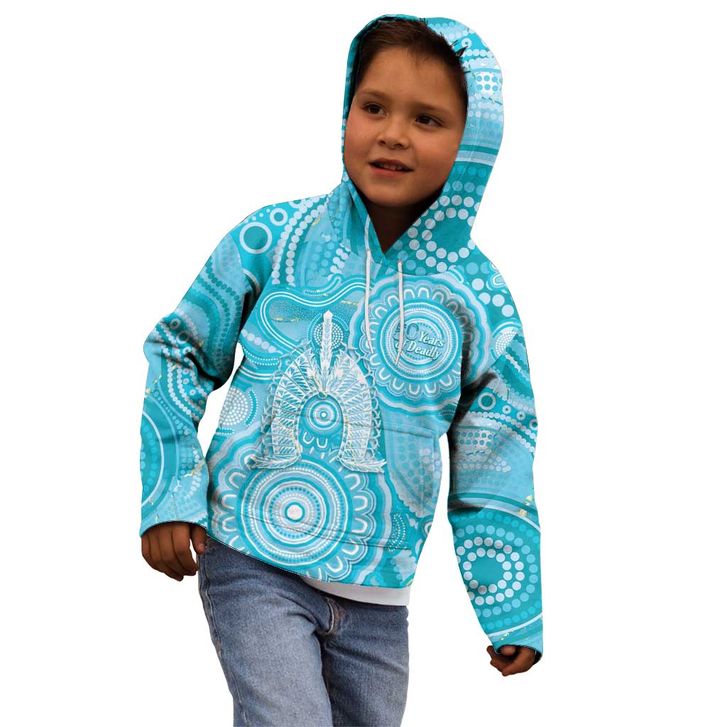 50 Years Deadly NAIDOC Week 2026 Personalised Kid Hoodie Dhari Blue Indigenous Art