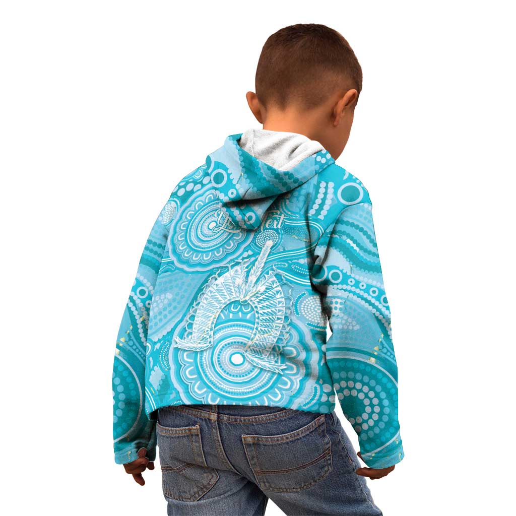 50 Years Deadly NAIDOC Week 2026 Personalised Kid Hoodie Dhari Blue Indigenous Art
