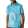 50 Years Deadly NAIDOC Week 2026 Personalised Kid Polo Shirt Dhari Blue Indigenous Art