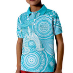 50 Years Deadly NAIDOC Week 2026 Personalised Kid Polo Shirt Dhari Blue Indigenous Art