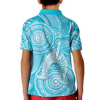 50 Years Deadly NAIDOC Week 2026 Personalised Kid Polo Shirt Dhari Blue Indigenous Art