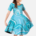 50 Years Deadly NAIDOC Week 2026 Personalised Kid Short Sleeve Dress Dhari Blue Indigenous Art