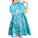 50 Years Deadly NAIDOC Week 2026 Personalised Kid Short Sleeve Dress Dhari Blue Indigenous Art