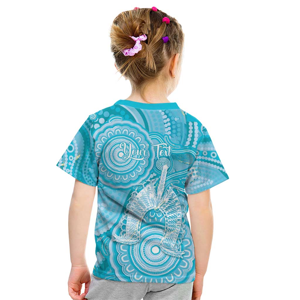 50 Years Deadly NAIDOC Week 2026 Personalised Kid T Shirt Dhari Blue Indigenous Art