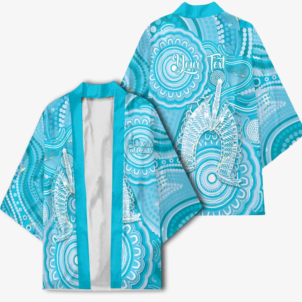 50 Years Deadly NAIDOC Week 2026 Personalised Kimono Dhari Blue Indigenous Art