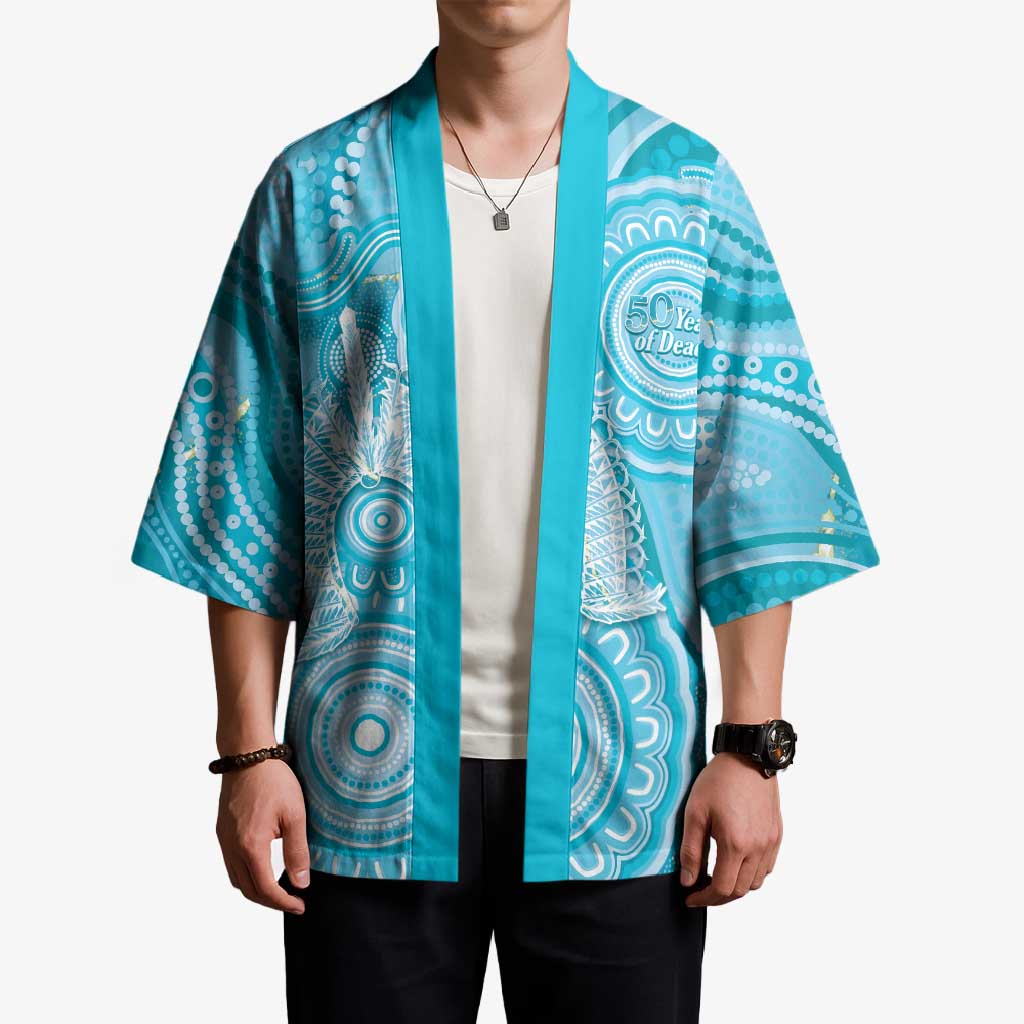 50 Years Deadly NAIDOC Week 2026 Personalised Kimono Dhari Blue Indigenous Art