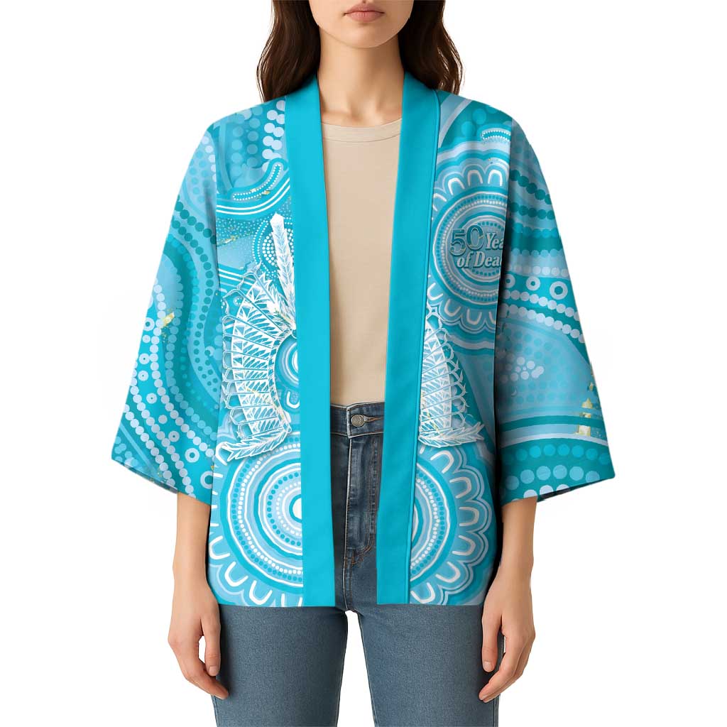 50 Years Deadly NAIDOC Week 2026 Personalised Kimono Dhari Blue Indigenous Art