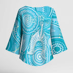 50 Years Deadly NAIDOC Week 2026 Personalised Kimono Sleeve Blouse Dhari Blue Indigenous Art