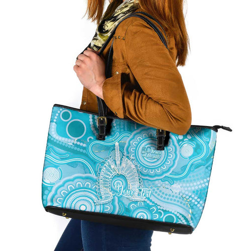 50 Years Deadly NAIDOC Week 2026 Personalised Leather Tote Bag Dhari Blue Indigenous Art