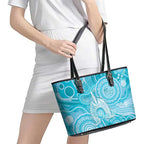 50 Years Deadly NAIDOC Week 2026 Personalised Leather Tote Bag Dhari Blue Indigenous Art