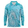 50 Years Deadly NAIDOC Week 2026 Personalised Long Sleeve Polo Shirt Dhari Blue Indigenous Art
