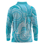 50 Years Deadly NAIDOC Week 2026 Personalised Long Sleeve Polo Shirt Dhari Blue Indigenous Art