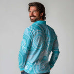 50 Years Deadly NAIDOC Week 2026 Personalised Long Sleeve Polo Shirt Dhari Blue Indigenous Art