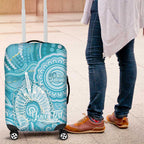 50 Years Deadly NAIDOC Week 2026 Personalised Luggage Cover Dhari Blue Indigenous Art